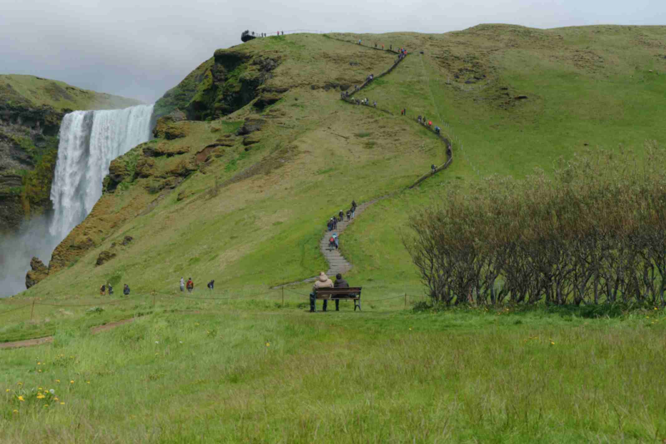 Waterfall hiking trail in South Coast Iceland
