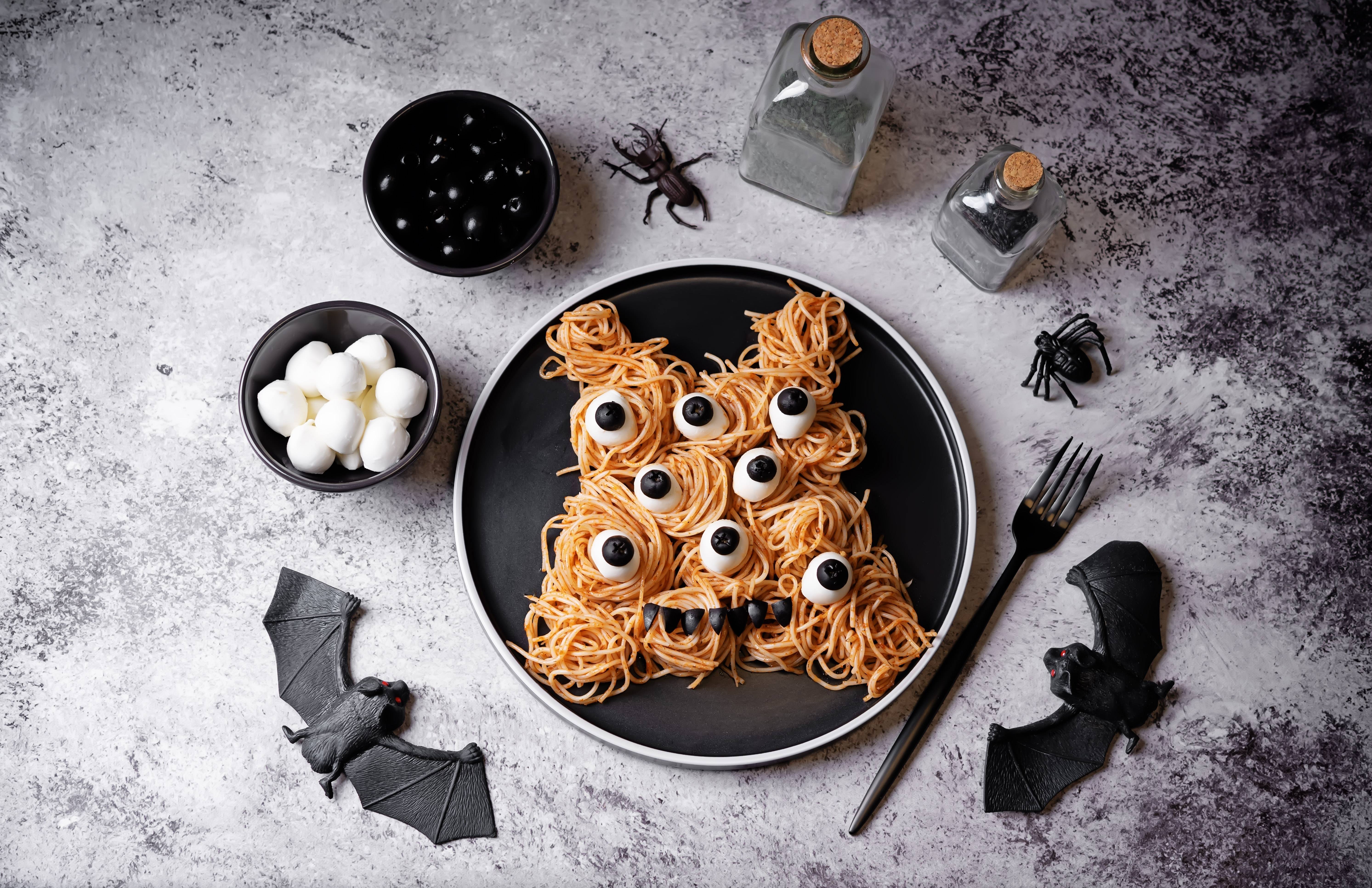 Hrekkjavökuveitingar hræðilegt pasta